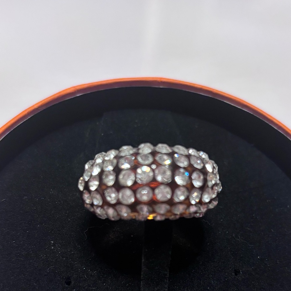 Rhinestones amber colored ring